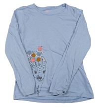 Modro-svetlomodré pruhované tričko so zvieratkom YIGGA