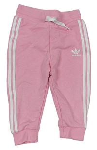 Ružové tepláky s pruhmi a logom Adidas