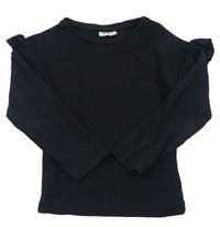 Čierne rebrované tričko s volány F&F