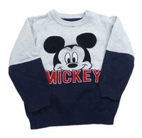Svetlošedá -tmavomodrý sveter s Mickeym zn. C&A