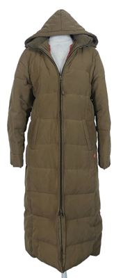 Dámsky piesková ý šušťákový zimný dlhý kabát s kapucňou HRC