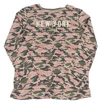 Růžovo-khaki army tričko s nápisom Primark