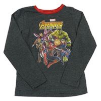 Sivo-červené tričko s hrdinami Marvel