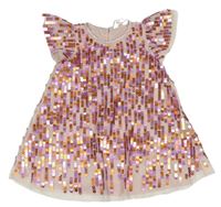 Svetloružové tylové šaty s flitrami H&M