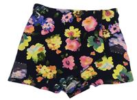 Tmavomodro-farebné kvetované sukňové kraťasy River Island