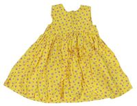 Žlté plátenné šaty s kvietkami zn. Mothercare