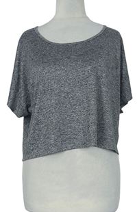 Dámske sivé melírované športové crop tričko Matalan