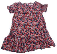 Tmavomodro-kvetované šaty s volánikmi zn. H&M