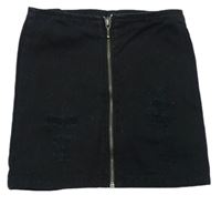 Čierna prepínaci rifľová sukňa s vyšúchaním Reserved