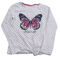 Biele tričko s motýly a flitrami Kids