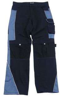 Tmavomodro-modré pracovní nohavice s vreckami