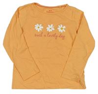 Oranžové tričko s kvetmi a nápisom Lupilu