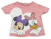 Ružové melírované tričko s Minnie a Daisy zn. Disney