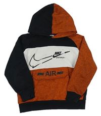 Rezavo-čierno-biela mikina s logom a kapucňou Nike