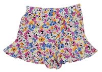 Smetanovo-farebné kvetované ľahké sukňové kraťasy Page