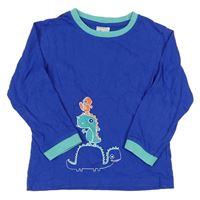 Safírovo-mentolové pyžamové tričko s dinosaurami Papagino
