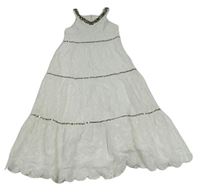 Biele madeirové maxi šaty s flitrami M&S