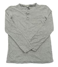 Sivé vzorované tričko s vreckom Pocopiano