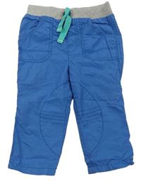 Modré plátenné rolovacieé nohavice s úpletovým pasom M&Co.