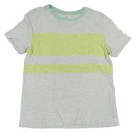 Svetlosivé tričko s limetkovymi pruhmi a kapsičkou zn. GAP
