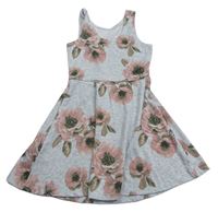 Sivé šaty ružovými kvety zn. H&M