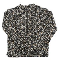 Čierno-hnedé tričko s leopardím vzorom Next
