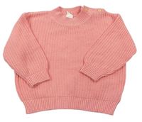Korálový rebrovaný sveter zn. H&M