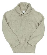 Béžový vzorovaný sveter s golierom C&A