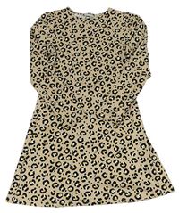 Béžové šaty s leopardím vzorom Matalan