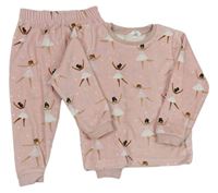 Svetloružové plyšové pyžama s baletkami M&S