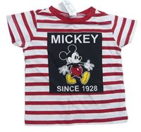 Červeno-biele pruhované tričko s Mickey mousem C&A