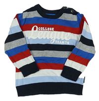 Farebný pruhovaný sveter s nápismi Topolino