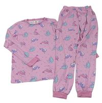 Svetloružové pyžama s velrybami