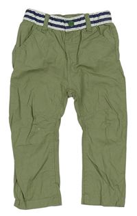 Khaki plátenné nohavice s prúžkami Ergee