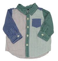 Bielo-zeleno-modrá kockovaná košeľa GAP
