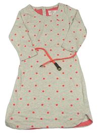Svetlošedá -smotanové melírované bodkovaná é šaty s opaskom H&M