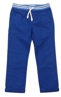 Modré plátenné nohavice s úpletovým pasom M&S