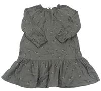 Sivé plátenné šaty s kvietkami H&M