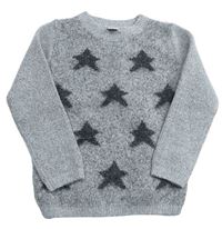 Sivý melírovaný sveter s hviezdami manguun