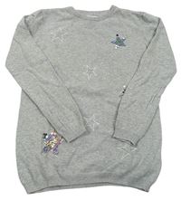 Sivý sveter s hvězdami z překlápěcích flitrů Primark