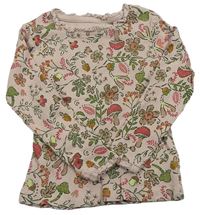 Svetloružové rebrované tričko s listami a houbičkami George