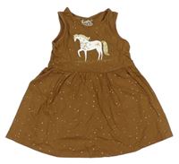 Hnedé bodkovaná é bavlnené šaty s koněm C&A