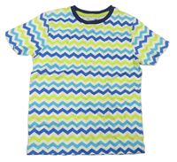 Bielo-modro-limetkové vzorované tričko Pep&Co