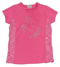 Neónově ružové športové tričko s koněm Topolino