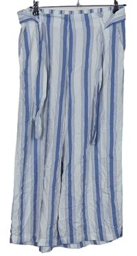Dámske bielo-modré pruhované culottes nohavice s opaskom Tally Weijl
