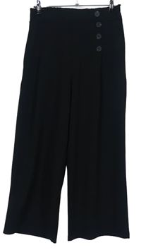 Dámske čierne culottes nohavice s gombíkmi Hailys