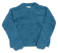 Modrý chlpatý sveter zn. H&M