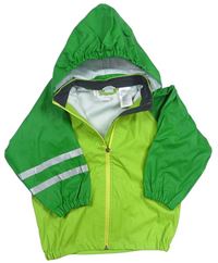 Zeleno-tmavozelená nepromokavá bunda s odopínacíá kapucňou zn. H&M