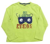 Limetkové tričko s nápisy - Super Hero Kuniboo
