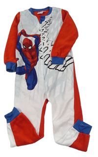 Červeno-bílo-světlemodrý fleecový overal Spiderman Marvel